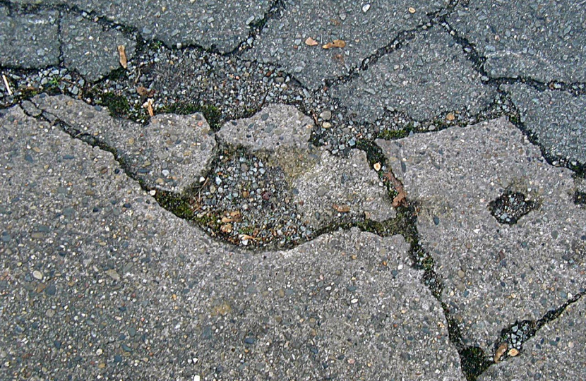 Damaged road asphalt