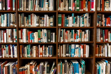 Library of books on shelves