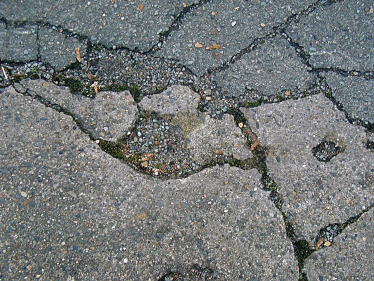 Damaged road asphalt